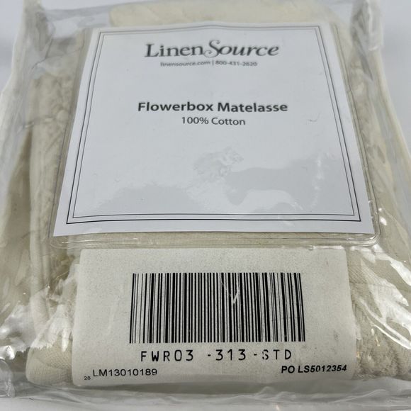 Linen Source Matelasse Pillow Sham Flowerbox Textured Print Ecru Cream Standard - Picture 8 of 10